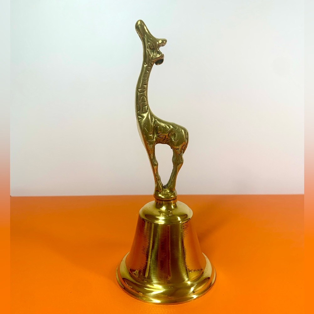 Vintage Giraffe Figurine Solid Brass Bell